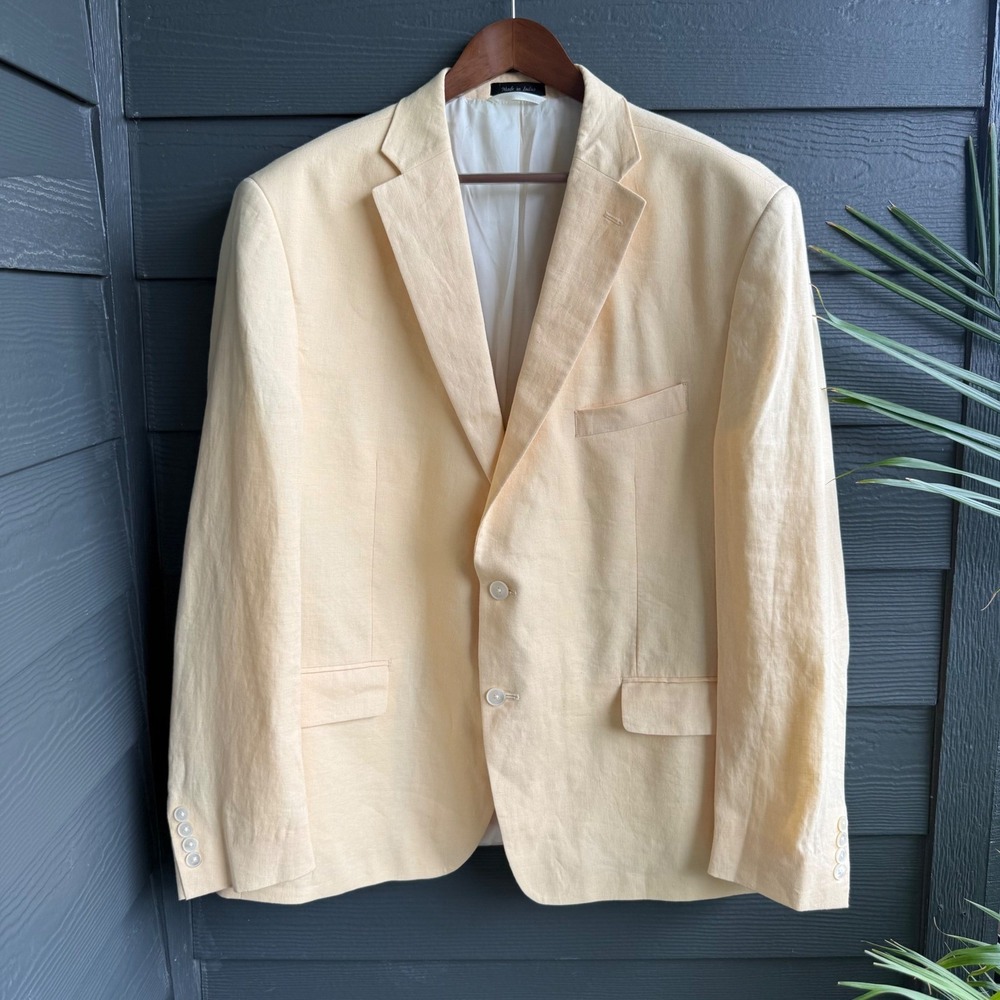 Lauren Ralph Lauren Linen Blazer Mens Approx 48L Cream Yellow Sport Coat